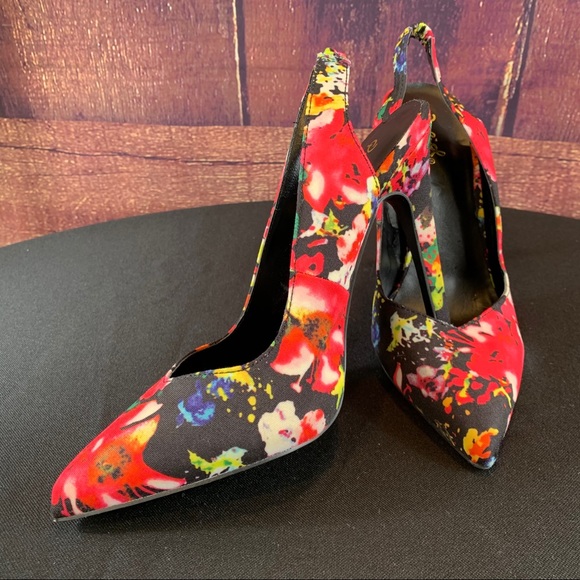 QUPID Floral Pointy Toe Slingback Pumps, NWOT - Picture 7 of 14